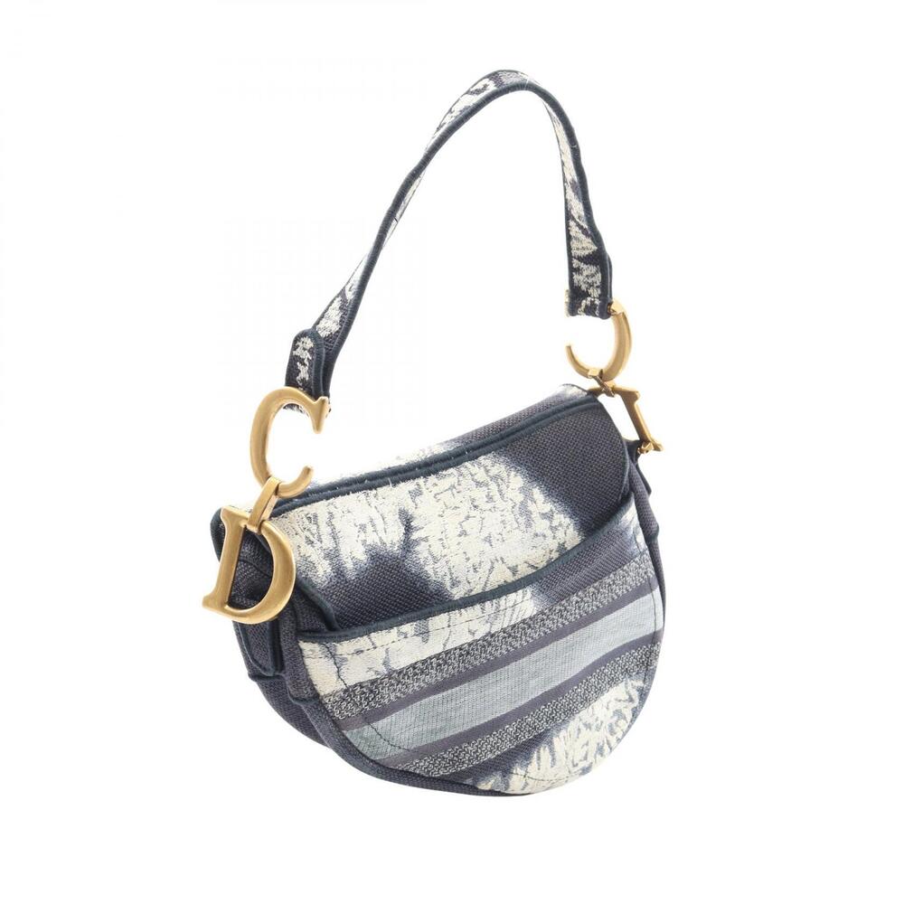 Dior Navy Multicolor Handbag Saddle Blue Bag Canvas